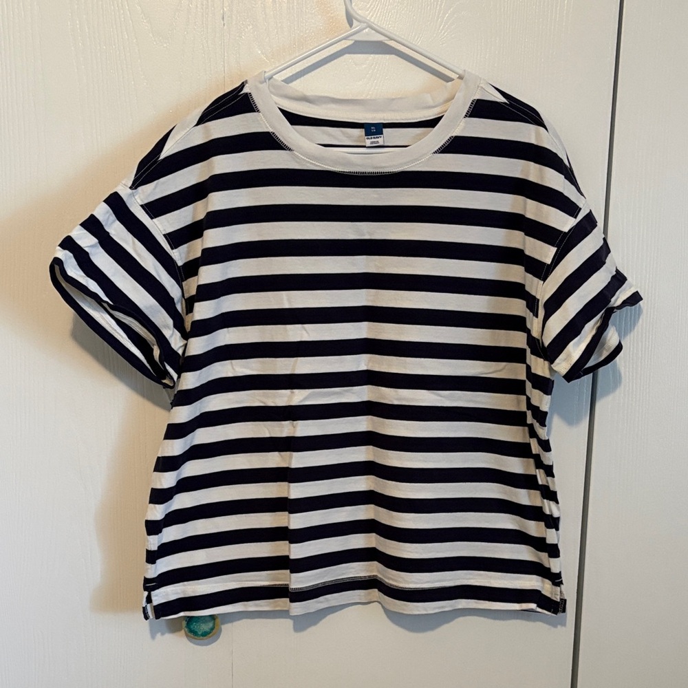 Old Navy Navy and White Striped Shirt